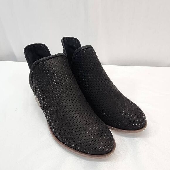 Lucky Brand Size 9 W Baley Perforated Chop Out Booties Wide Black Suede New - Picture 1 of 8